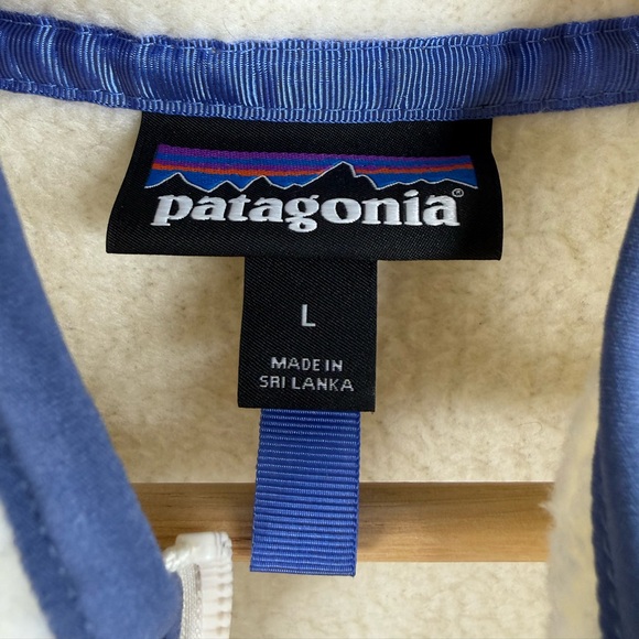 Patagonia Retro Pile Marsupial 1/2 Zip Fleece Pullover Natural/Cream/Blue Large - Picture 7 of 12